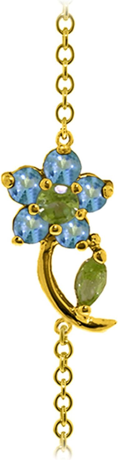 Galaxy Gold GG 0.87 CTW 14k Solid Gold Flower Bracelet Blue Topaz Peridot - Image 3