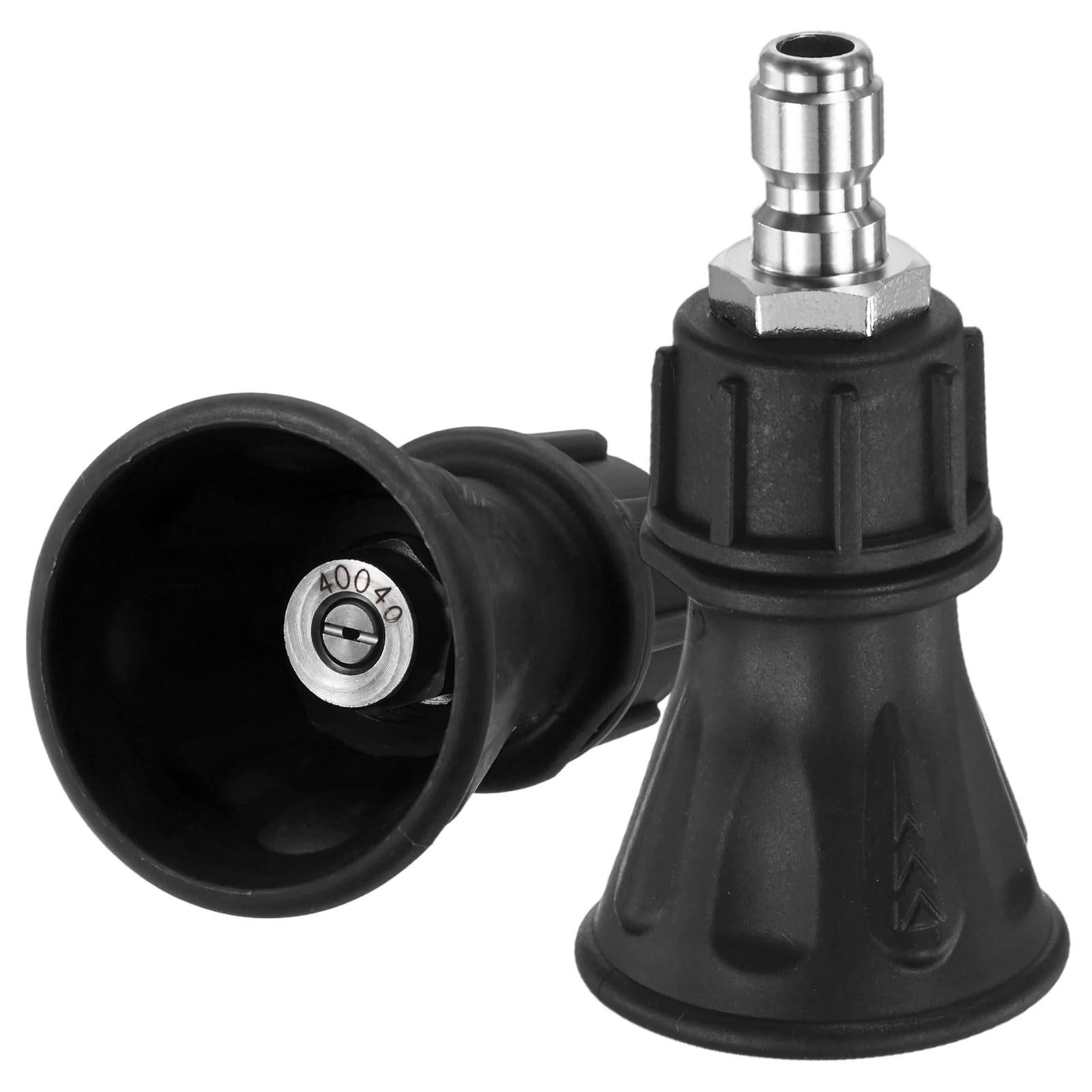 M METERXITY 2-Pack Pressure Washer Nozzle Guard, 40 Degree Power Washer Nozzle with Rubberized Protection for High Efficiency Cleaning, 1/4" Quick Connect, Orifice 4 [Black]