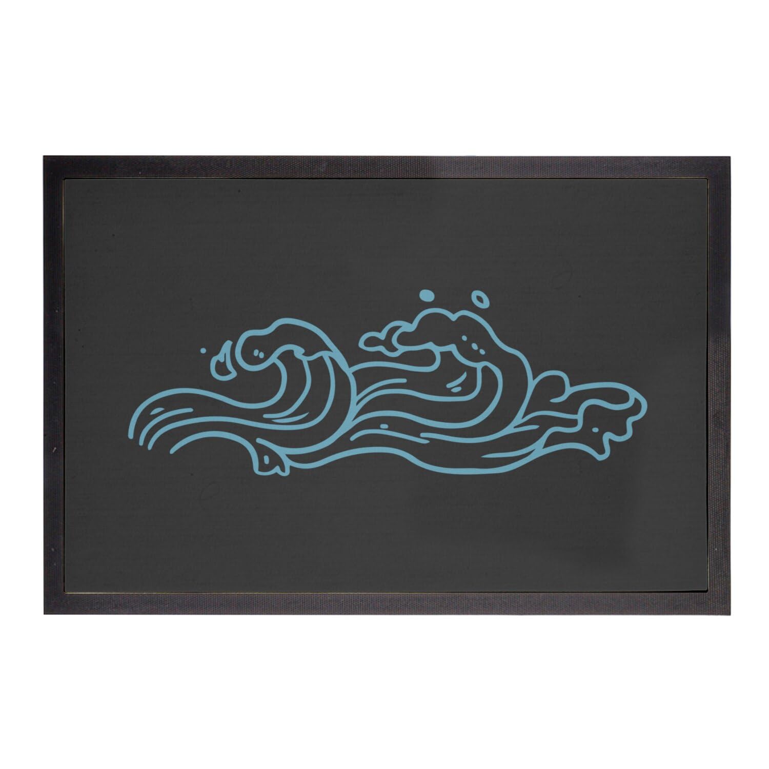 Paillasson noir vagues mer océan tapis entrée anti saleté 75x50cm