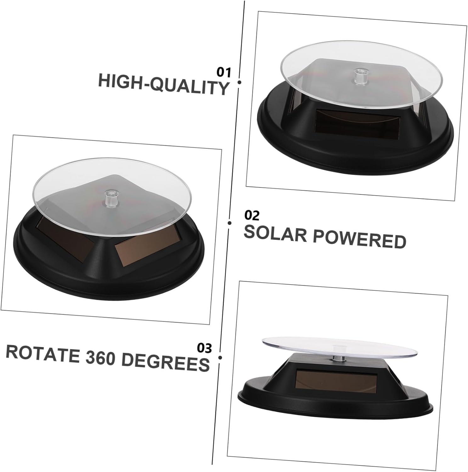 FOMIYES Solar-powered Jewelry Watch Display Stand Rotating Turntable for Shop Solar Display Stand