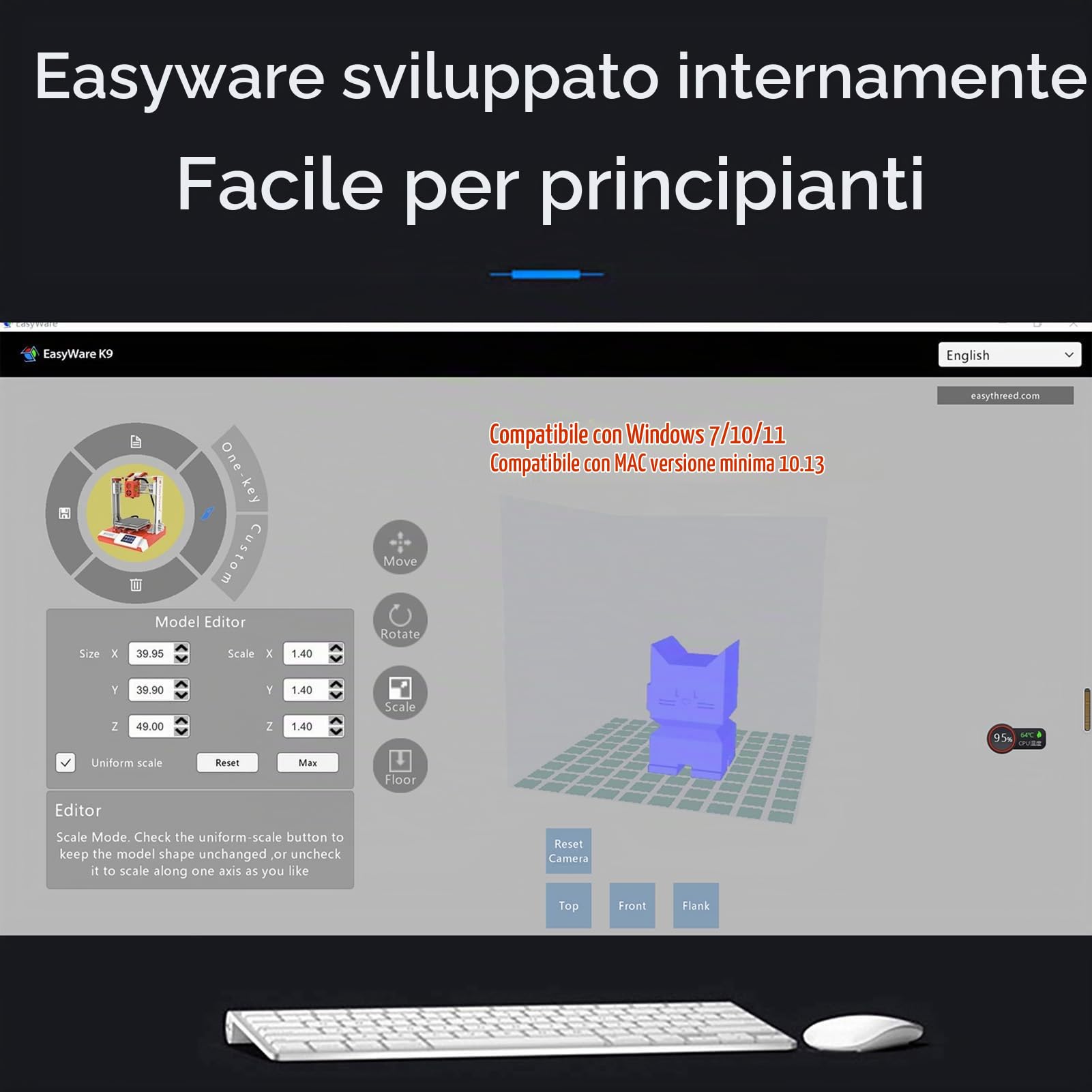 Stampante 3D per Bambini Mini Stampante 3D Desktop 100x100x100mm Formato di Stampa Nessun Letto Riscaldato Stampa a Un Tasto con Scheda TF Filamento Campione PLA per Principianti