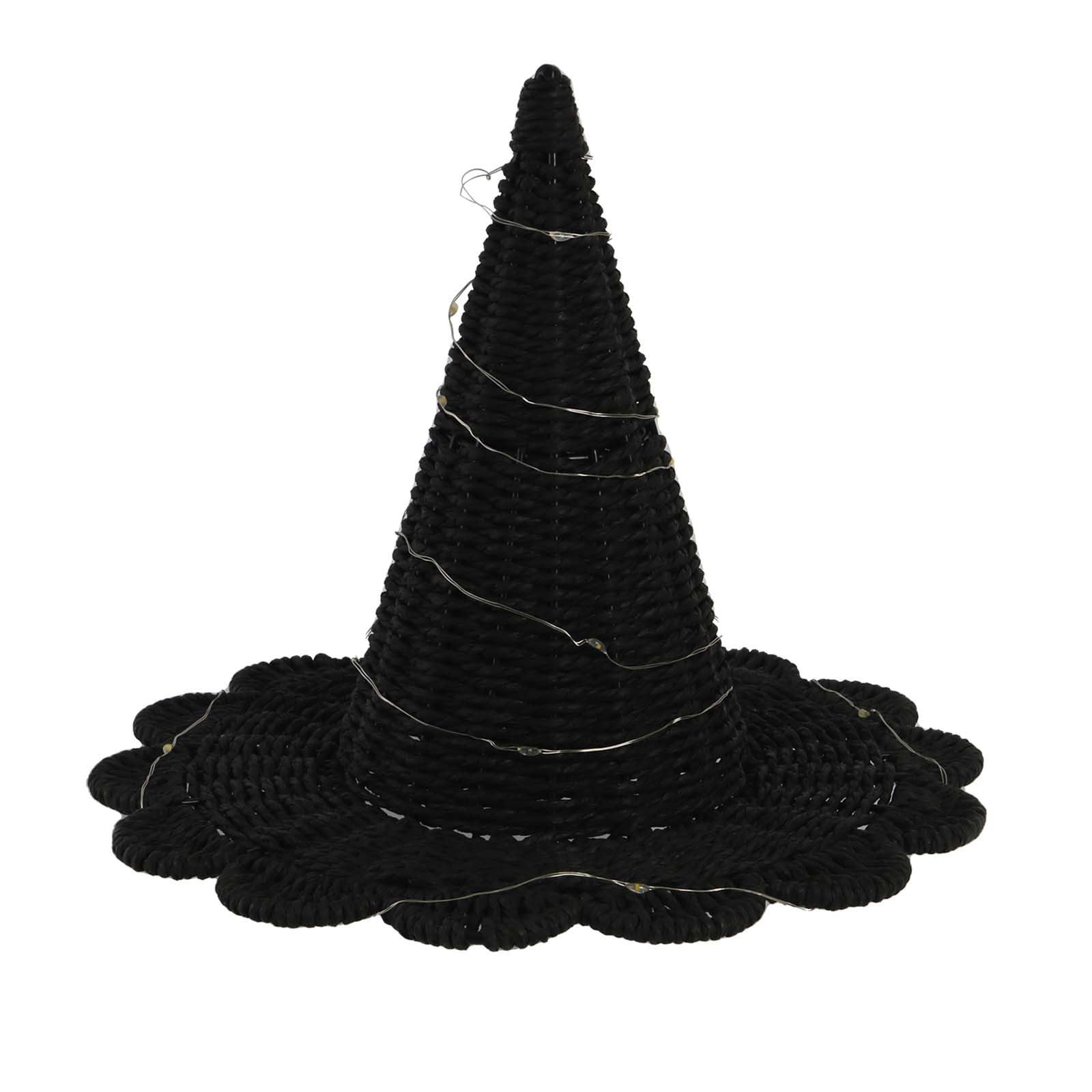 Cappello da strega di Halloween fatto a mano, ornamento decorativo da tavolo lavorato a maglia nera per feste in casa, carino Halloween