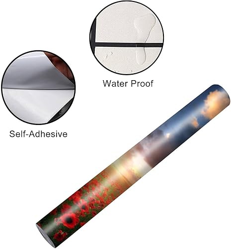 Miniatura 4 de Juego de envolturas de vinilo autoadhesivas para refrigerador, paisaje natural, naranja, amarillo, azul, amanecer, cielo, puesta de sol, mural,