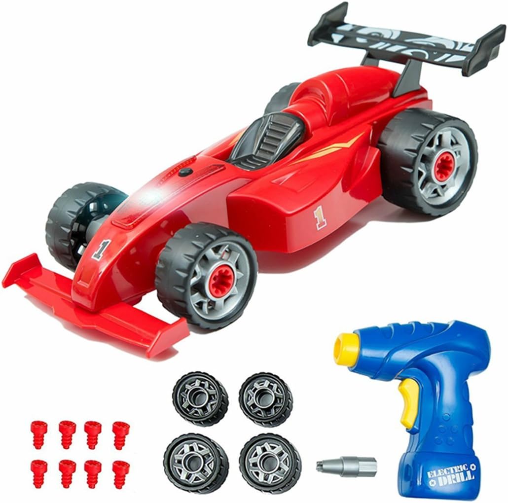 Quweishou Racing Take-A-Part Toy Build Your Own Racing Car Disassembly Set (Version 2!!),electric Tool Drill Lights and Engine roar Car modification kids toys Unknown Binding
