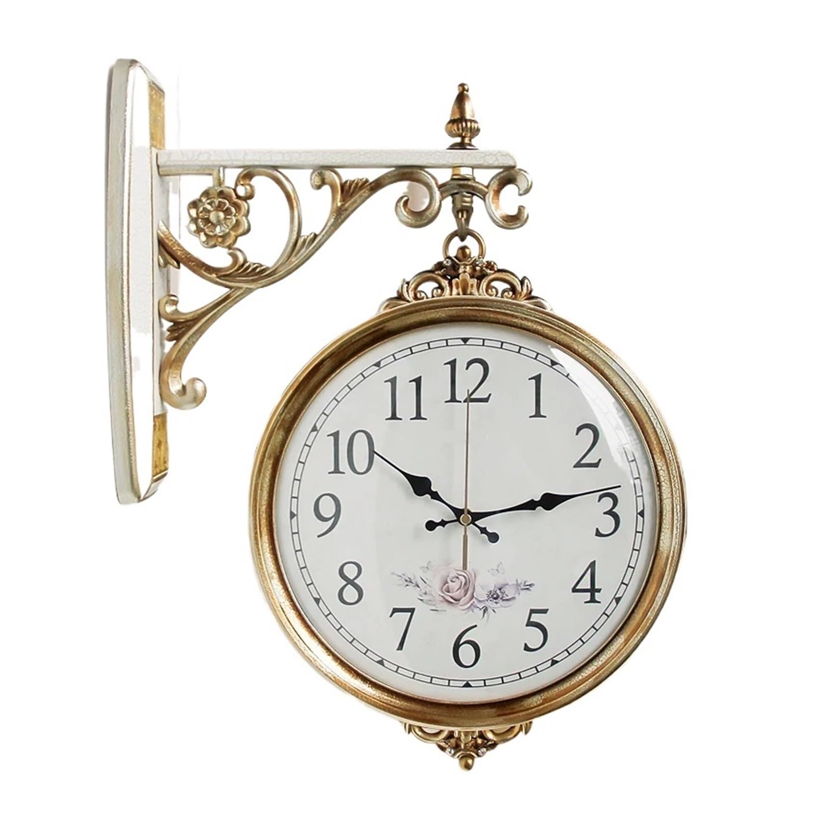 Orologio Da Parete In Oro Artistico Design Bifacciale Di Lusso Leggero E Creativo Decorazione For La Casa Rurale Muta Preciso E Silenzioso(48X38CM-01)