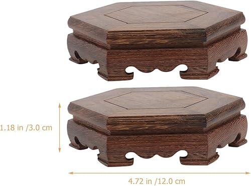 Miniatura 2 de GANAZONO Macetero de madera, 2 piezas, taburete de madera, soporte rústico para plantas, estilo chino, maceta de pedestal, estante de exhibición,