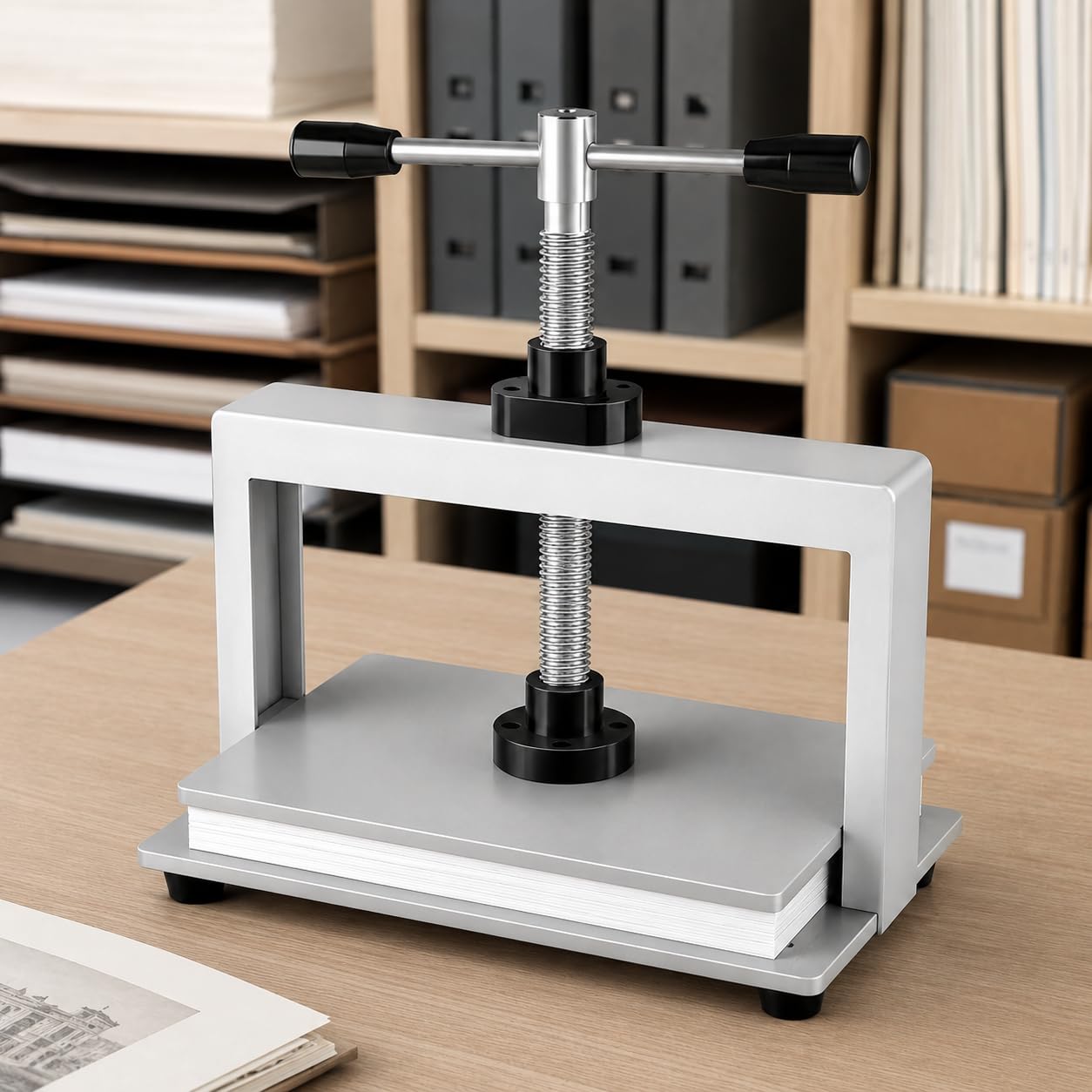 Macchina da stampa manuale resistente per carta, pressione 1500 kg, per rilegatura e appiattimento documenti A3, A4, ideale per l'elaborazione delle fatture