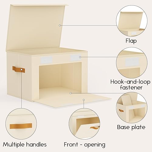 Miniatura 7 de Contenedores de almacenamiento grandes con tapas, contenedores de almacenamiento de tela de apertura frontal, organizador de armario con solapa con