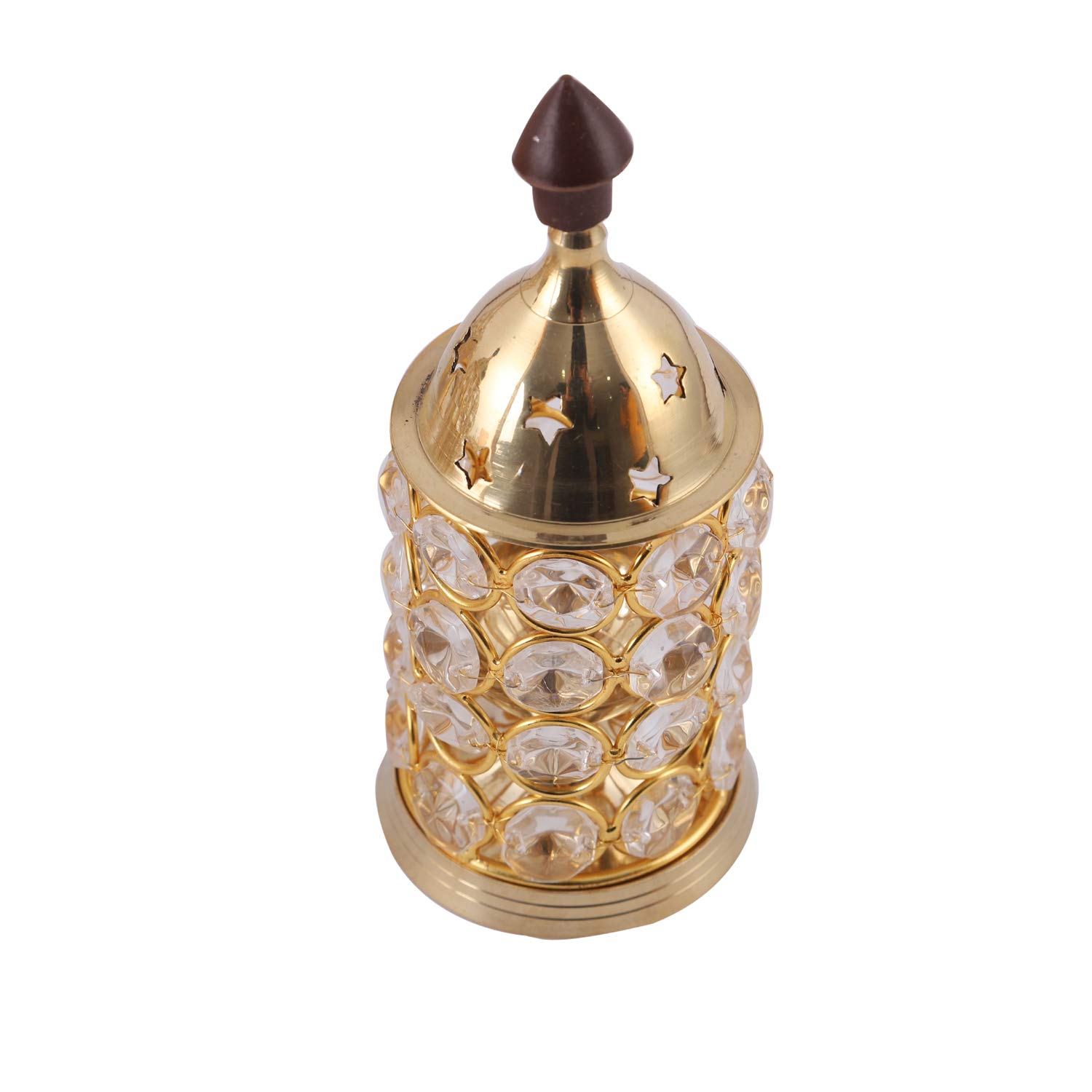 Aatm Crystal Cylindrical Shape Akhand Diya (Golden)