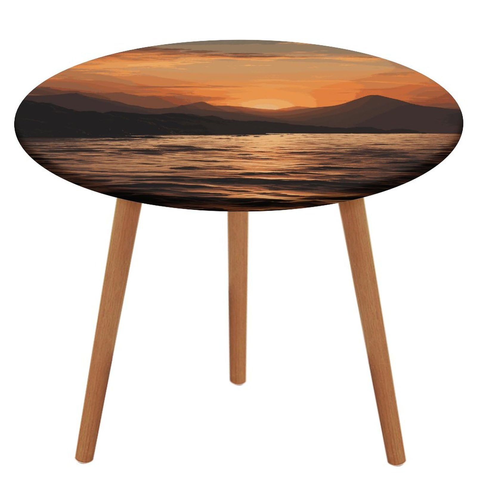 Housse de table de pique-nique ronde motif montagne pour repas de camping en plein air