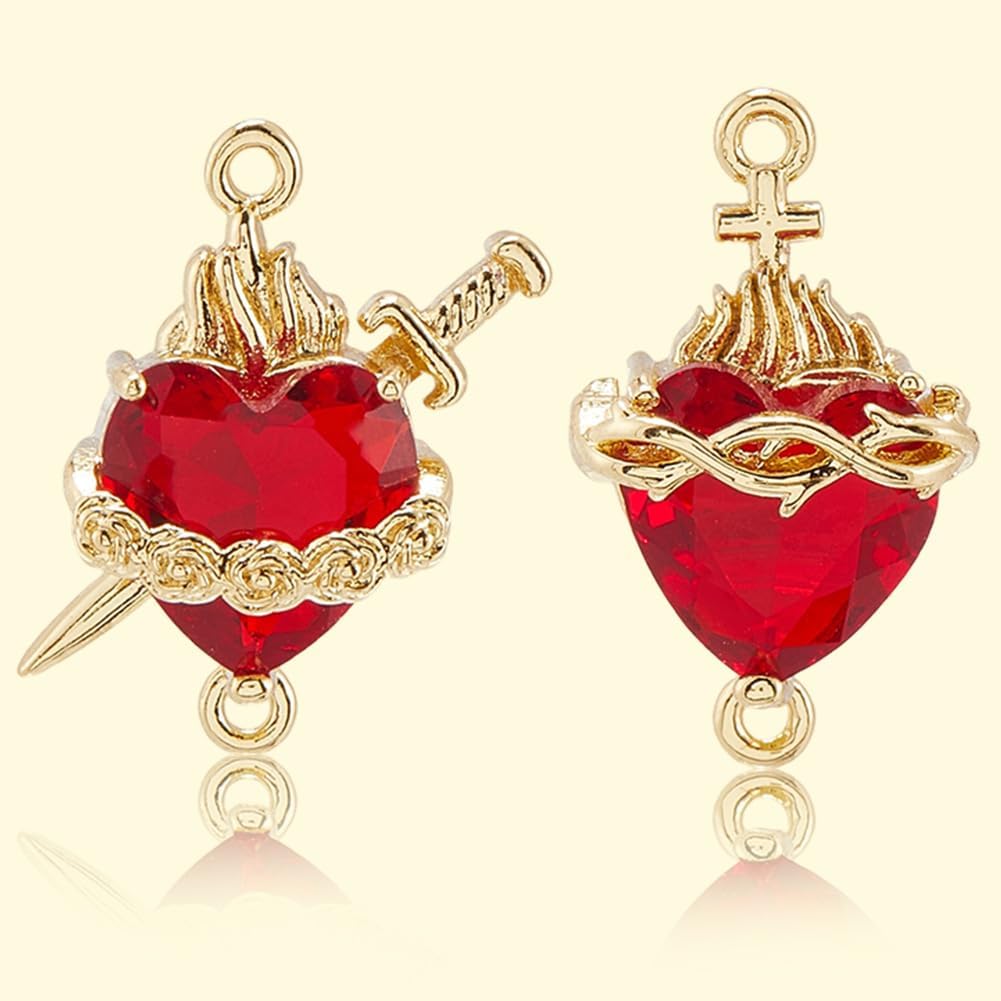 Beebeecraft Cubic Zirconia Heart Charms 18K Gold Plated Brass Love Shape Charm Pendant with Jump Ring for DIY Making Jewelry Bracelets Necklace