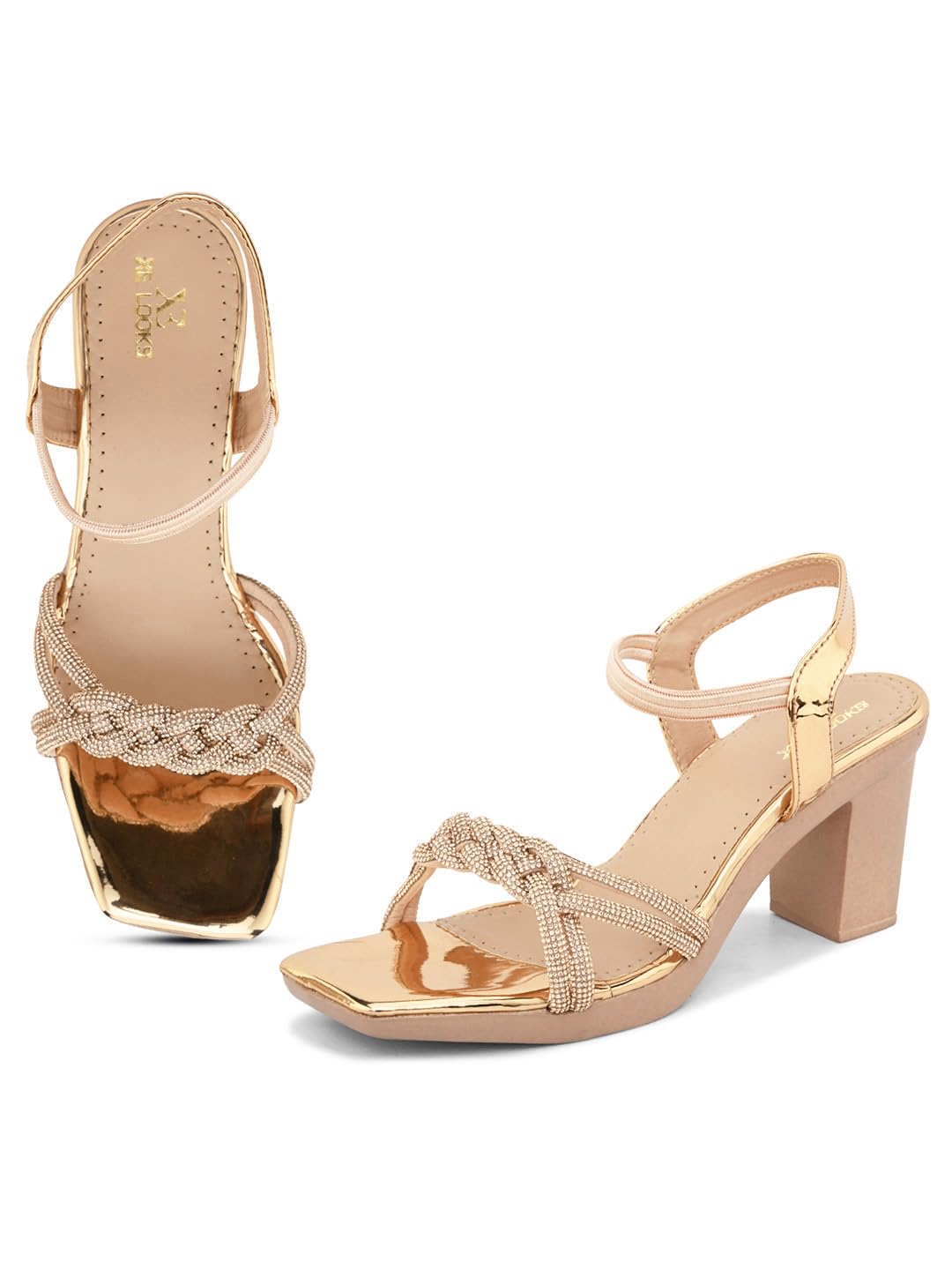 XE Looks Fancy & Comfortable Copper Block Heel Sandal With Ankle Strep For Women & Girls, 6 Uk (B0CQV6F23N) Amazon Price History, Amazon Price Tracker