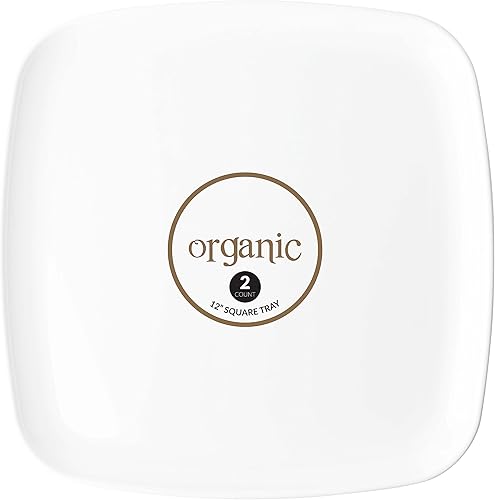 Miniatura 4 de Plasticpro Bandejas de plástico para servir  Platos rectangulares blancos con borde dorado de 8 x 11 pulgadas platos desechables para fiestas