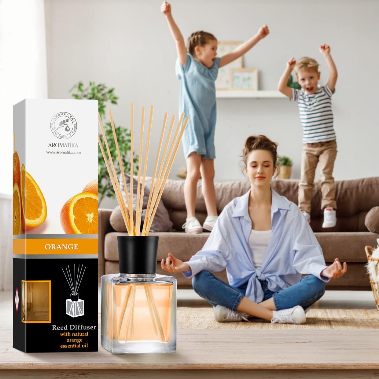 Orange Essential Oil Reed Diffuser with Natural Fragrance