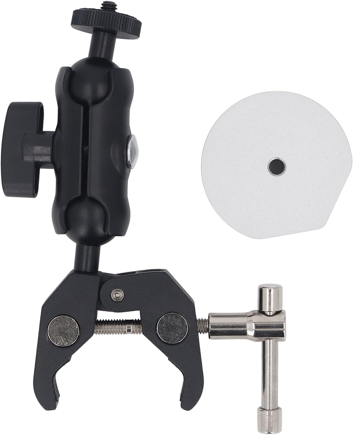 Qqmora Rv Ladder Mount Adjustable Clamp Bracket Multifunction Dual Ball Head Strong for Pole RV Trailer Yacht Aluminum Alloy ABS
