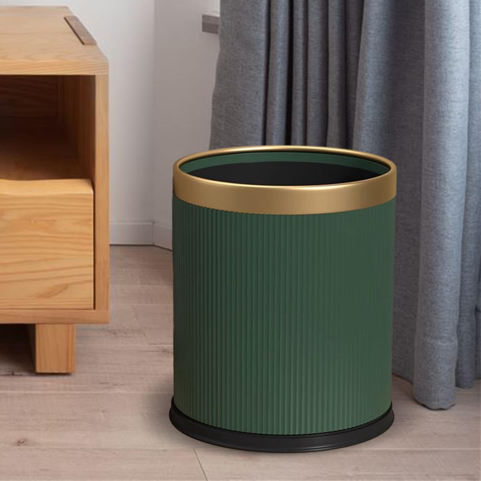 Pattumiera Con Coperchio Aperto Verde Scuro - Cestino Rifiuti Da Cucina 9,25x9,25x27 Cm In PP - 2