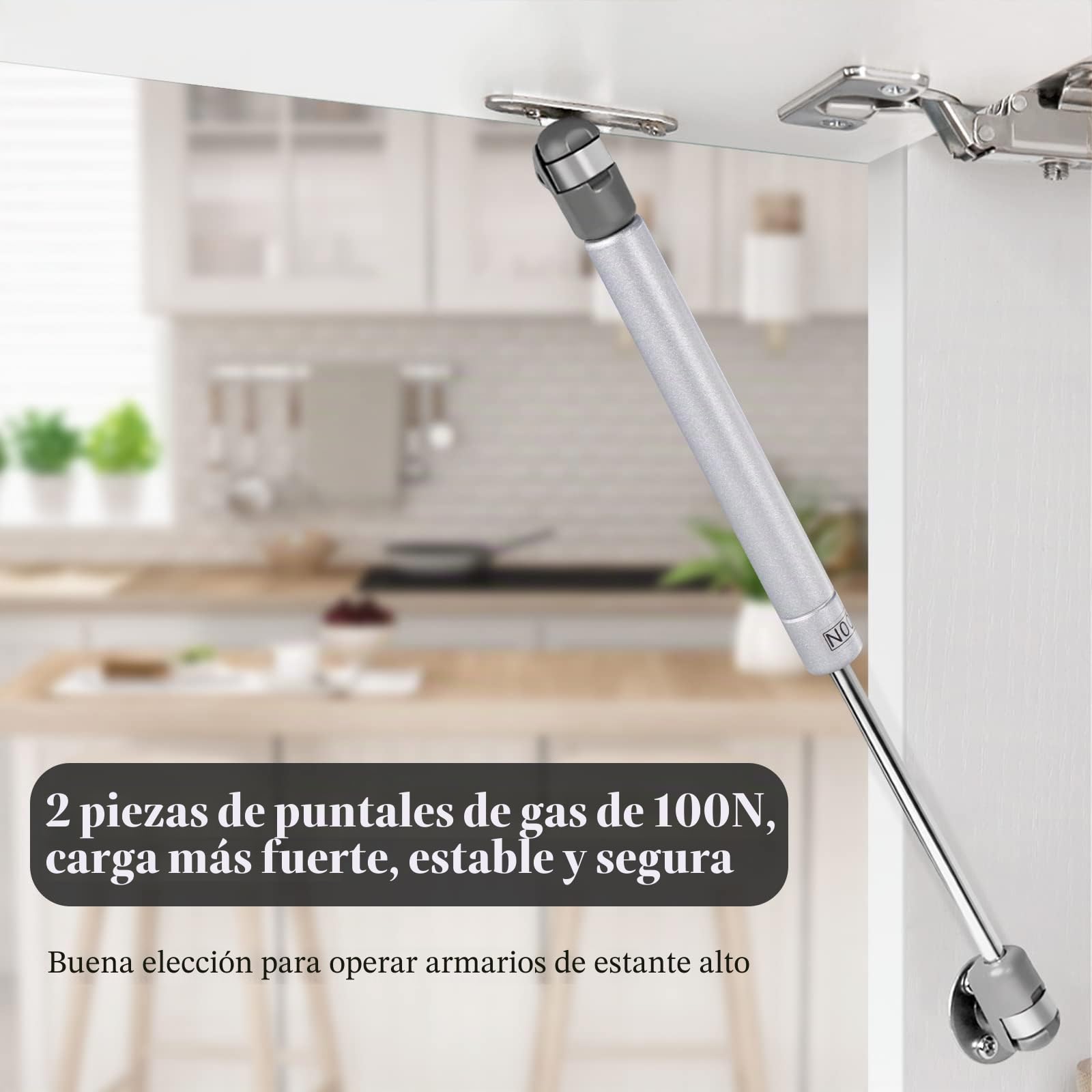 Vinabo 2PCS Amortiguadores de Gas 100N, Resorte de Compresión para Puertas Armario, Bisagra Armario con Tornillos, Pistones a Gas Muebles Cocina Amortiguadores Muebles Bisagras Puertas Cocina