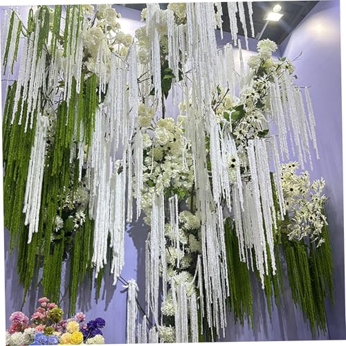 5 Flores de amaranto verde artificial de 130 cm para ramos y decoración 5