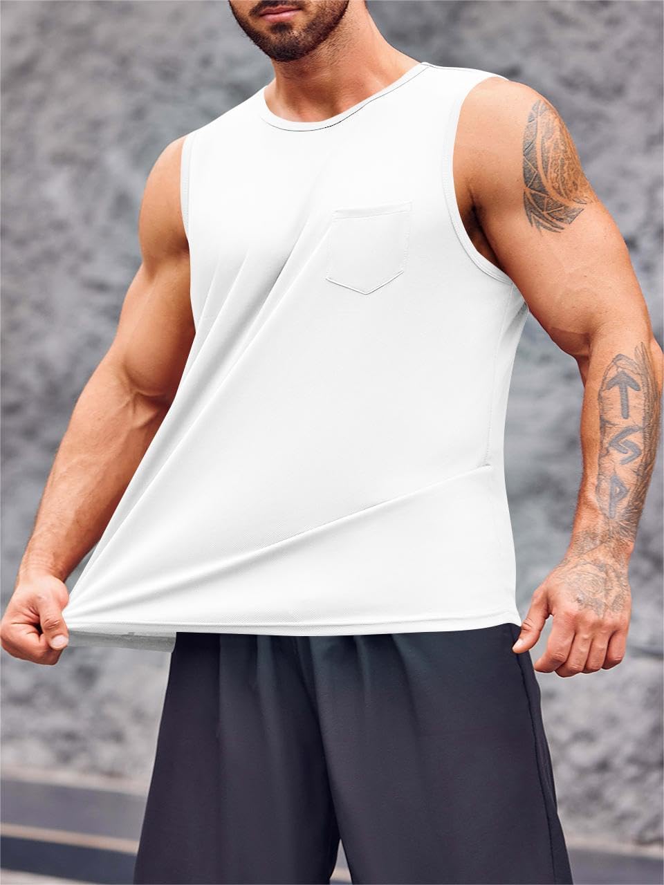 Runcati Mens Sleeveless Workout Tank Tops Athletic Muscle Gym T Shirts with Pockets - Image 4