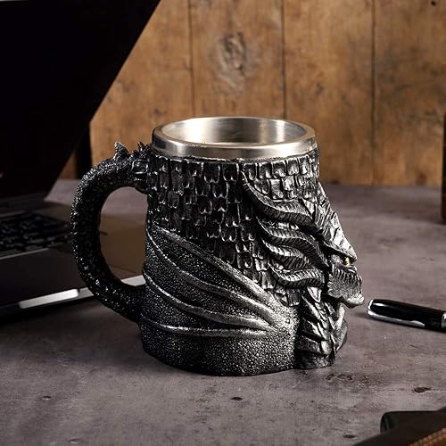 Miniatura 3 de Taza medieval de cerveza de dragón, taza de café de acero inoxidable para coleccionista de dragones, decoración de fiesta temática, taza de jarra