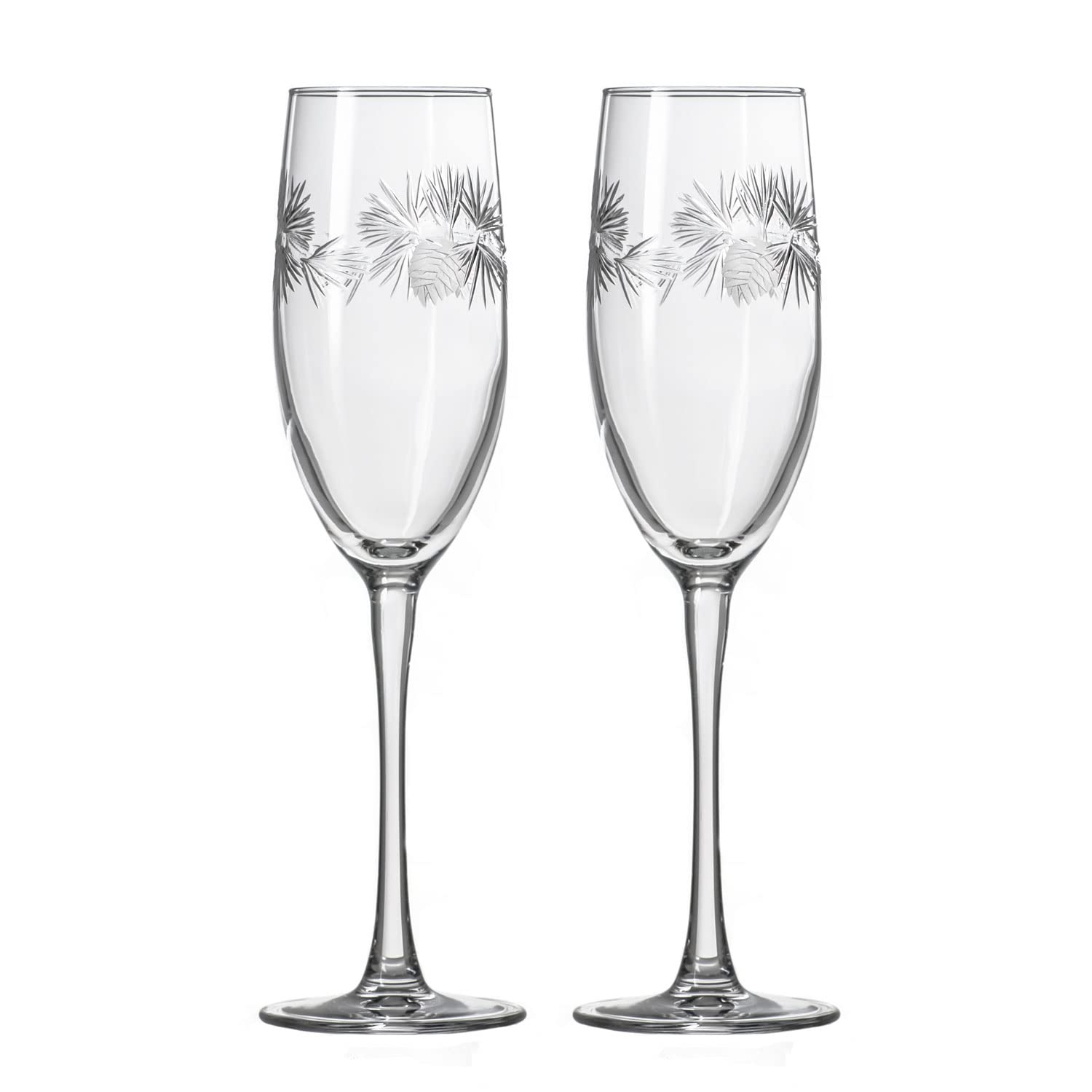 Rolf Glass Icy Pine Champagne Flute Glass 8 Ounce - Toasting Flute Glasses - Lead-Free Glass - Etched Flute Glasses – Proudly Made in the USA (Set of 2)