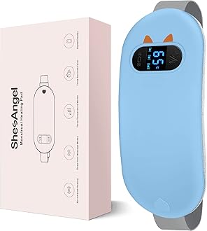 Portable Heating Pad for Period Cramps: FSA HSA Eligible Cordless Menstrual Heating Pad with 6 Heat Levels and 6 Massage Modes, 3s Fast Heating Gift for Women and Girl(Blue)