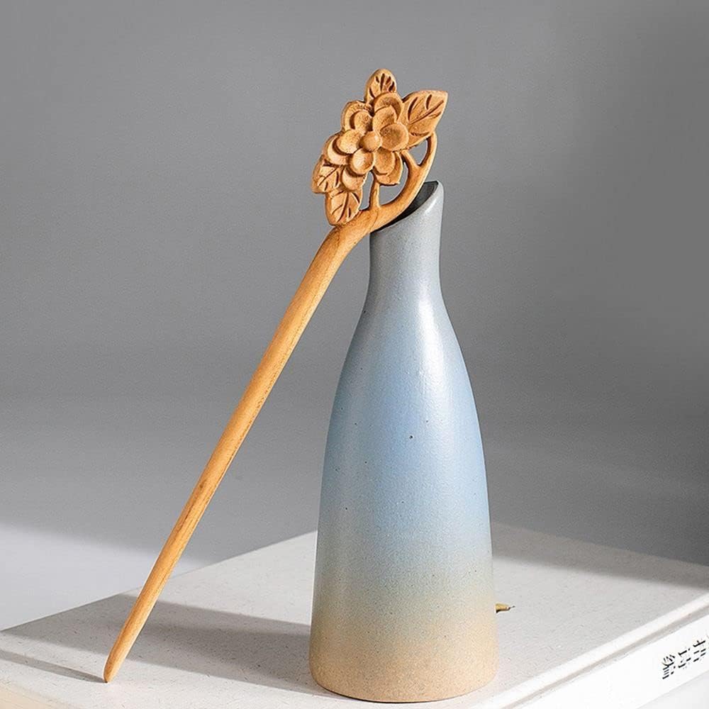 1PC Handmade Ancient Chinese Japanese Wooden Hair Stick Chopsticks Wooden Vintage Retro Carving Long Fork Pen Shawl Pin Stick Hairpin Clip Barrette Hair Accessories : Beauty