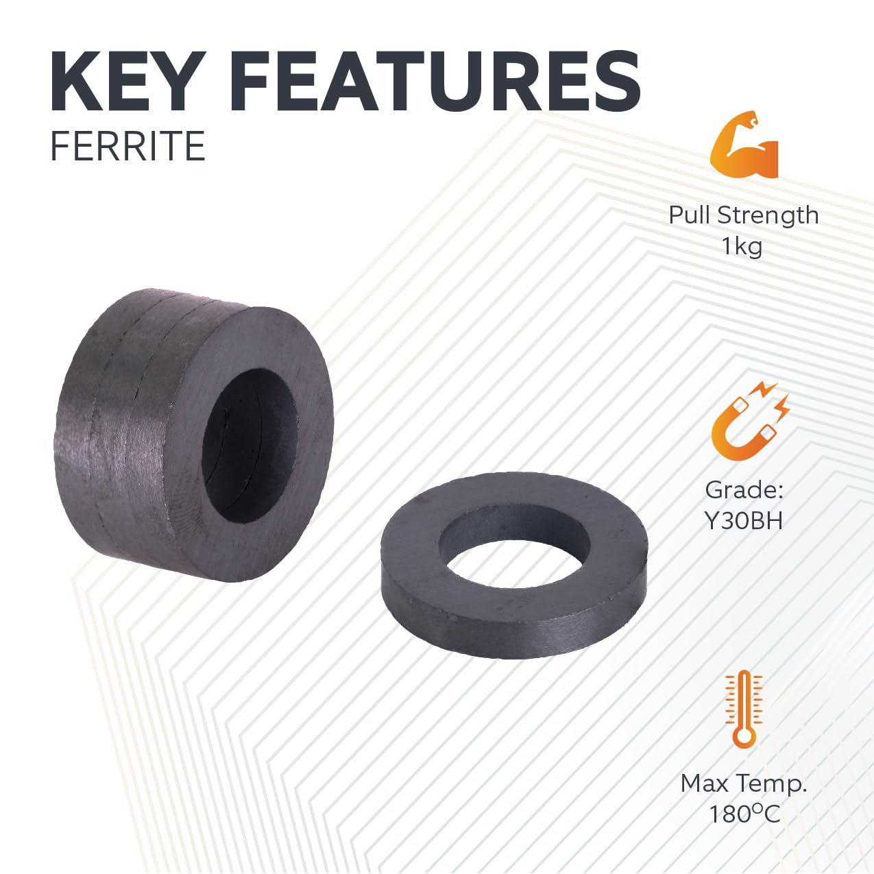 32mm O.D. X 18mm i.d. X30BH Ferrite Magnet di filo Y30BH di spessore x 5,5 mm - tiro da 1 kg (confezione di 4)