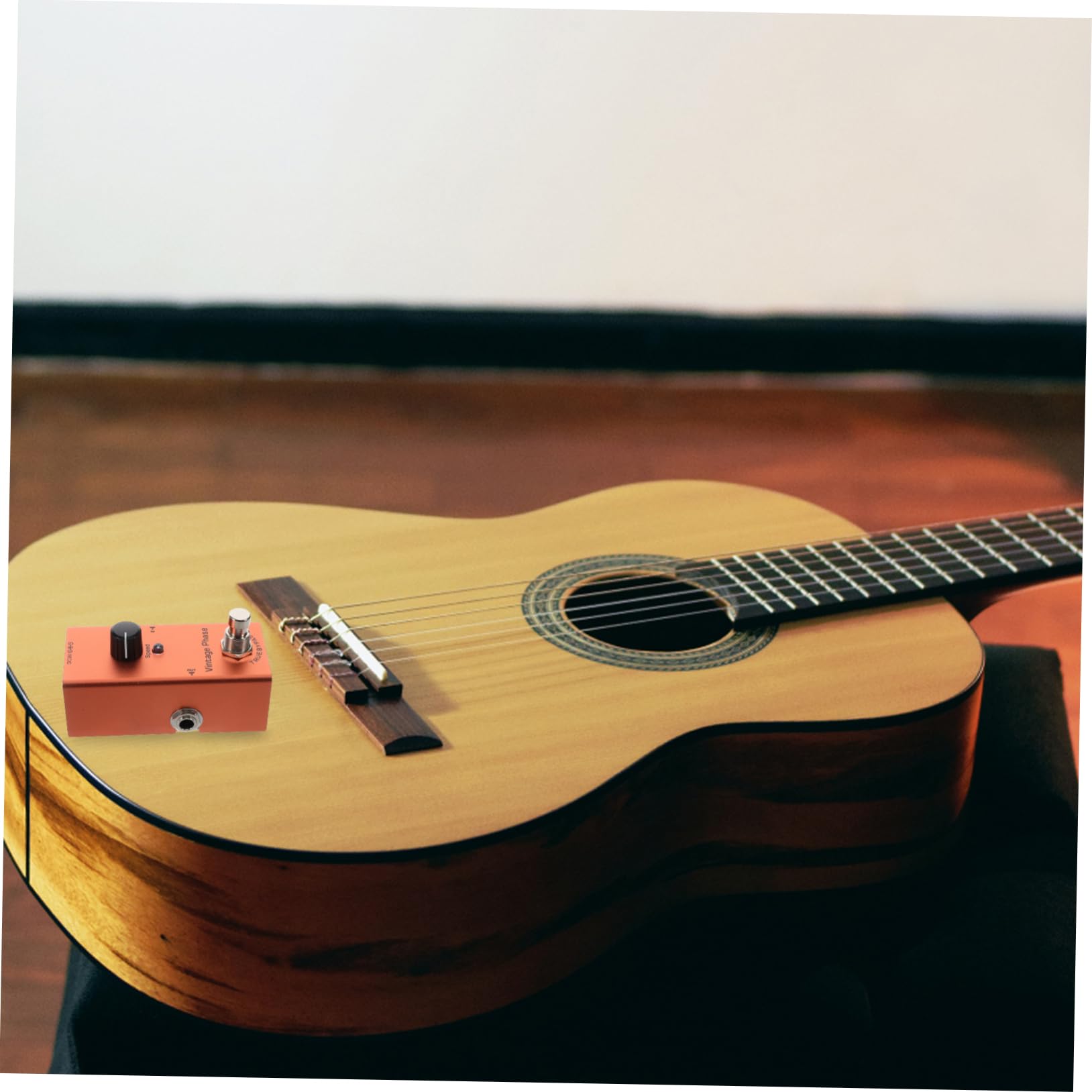 Pedale Phaser Mini per Chitarra Elettrica Arancia in Metallo | Stile Vintage, Luci Indicatore Chiare, Sistema di Riduzione Rumore, per Registrazione e Suonare