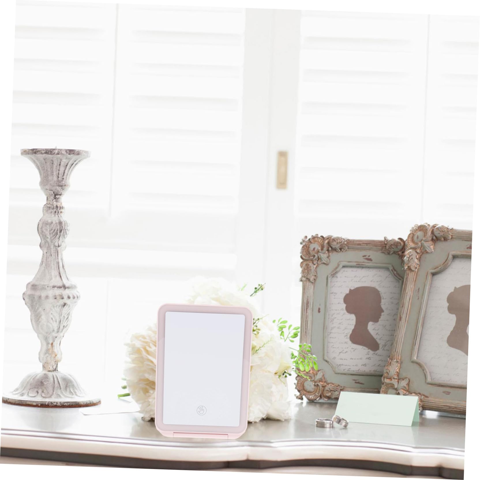 PACKOVE Specchio per Trucco con Luce LED Integrata, Portatile e Sottile in Abs con Cavo Usb, per Make-up in Viaggio a Casa