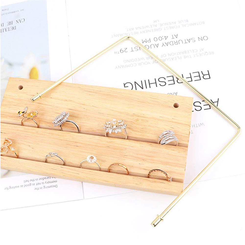 Expositor de Pendientes de Madera Maciza y Metal, Expositor de Joyas, Soporte para Anillos