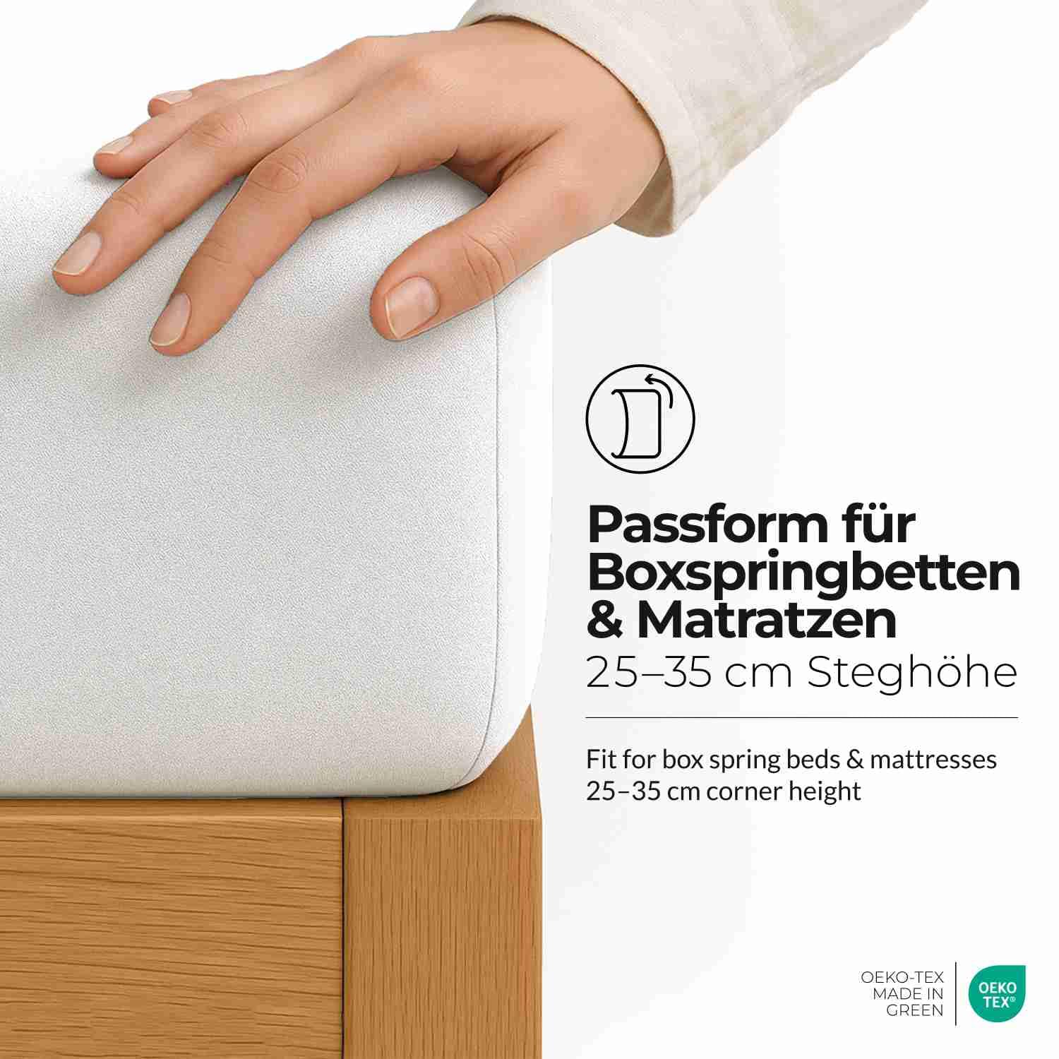 etérea Extra Jersey Spannbettlaken 240x220 cm Weiss bis 35cm Boxspring