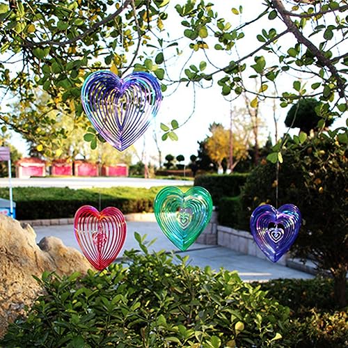 Vogelschreck Vogelabwehr, 3 Stück Reflektierender Vogelschreck, Taubenabwehr für Balkon, Reflektierende Windspirale Vogelabwehr, Ideal für Protect Häuser,Gärten und Höfe (Herzförmig) – Bild 3