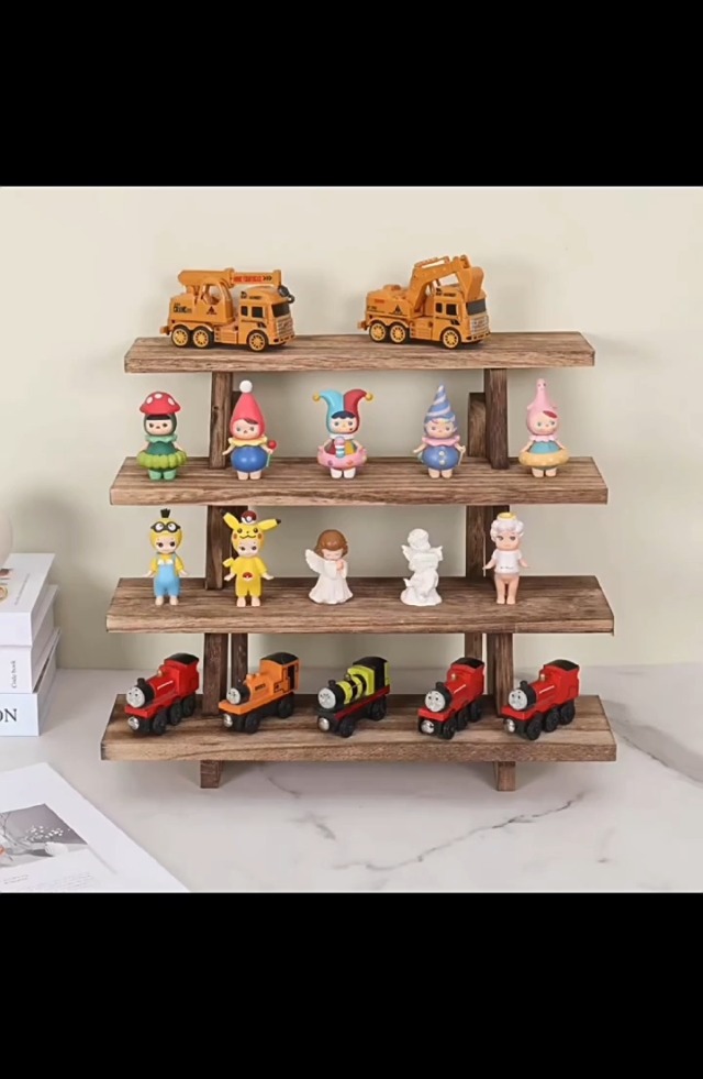 Présentoir Bois 4 Niveaux - Étagère Vintage Pour Figurines, Parfums, Maquillage | 42x34cm