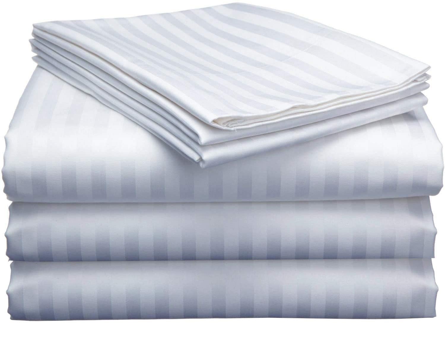 Cool Dealzz Linen 100 Cotton 300tc King Size White Colour Stripe