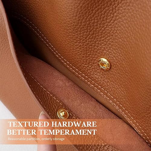 Miniatura 3 de Bolso de hombro para mujer, color sólido, de piel auténtica, bolso de mano de gran capacidad, bolso de viaje, bolso de fin de semana, comprador