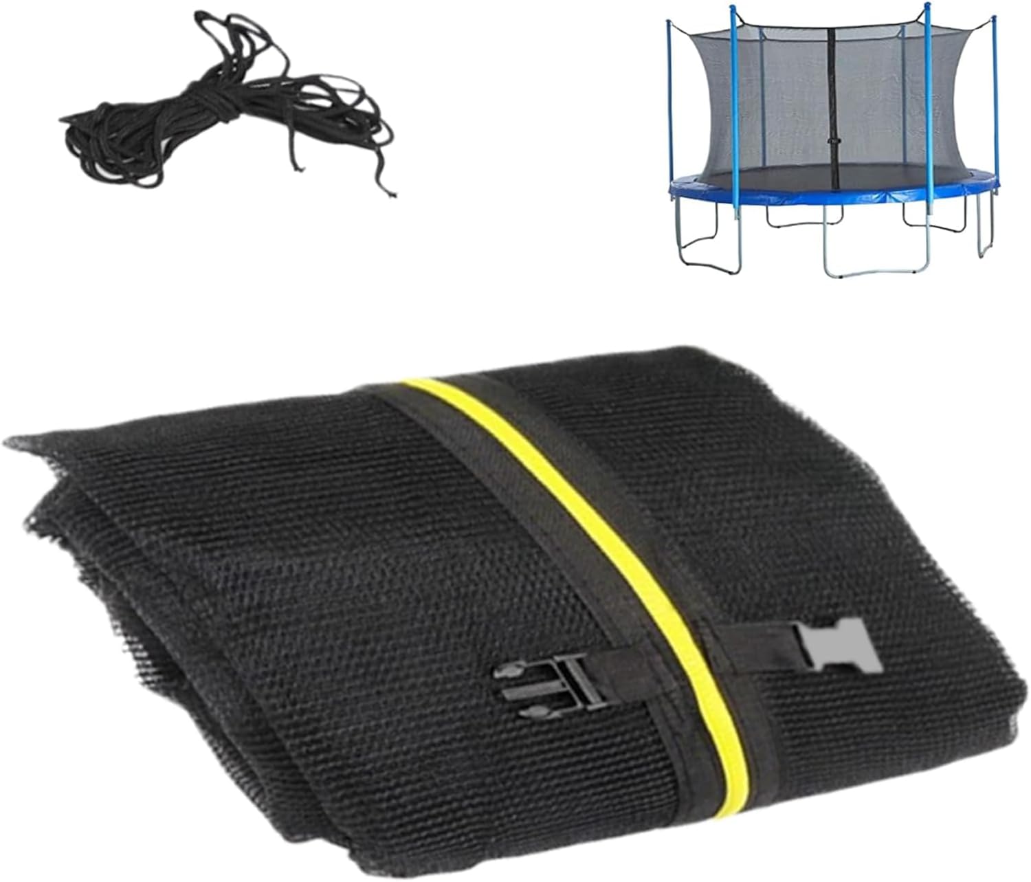 Trampoline Safety Net Replacement, 6FT Round Trampoline Accessories with Zippers and Buckles, UV Resistant Tear Resistant Trampoline Enclosure Surround Netting, Net Only