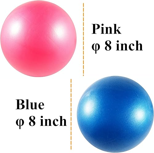 Miniatura 2 de Juego de 2 pelotas de ejercicio con bomba de mano, mini pelota de yoga pequeña de 8 pulgadas para yoga, pilates, equilibrio corporal