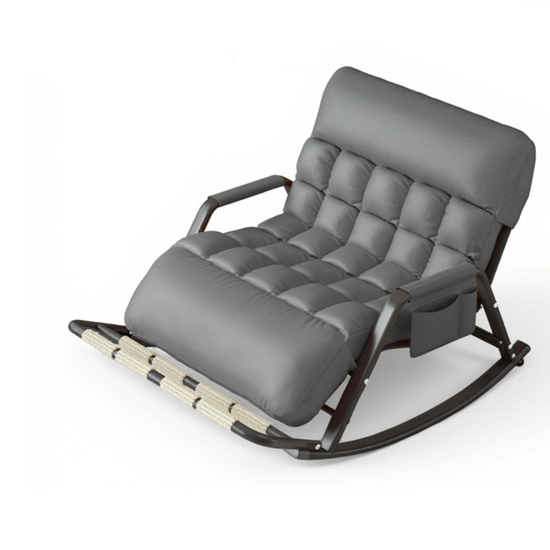 Fauteuil à bascule d'intérieur double inclinable 5 positions avec grand coussin gris