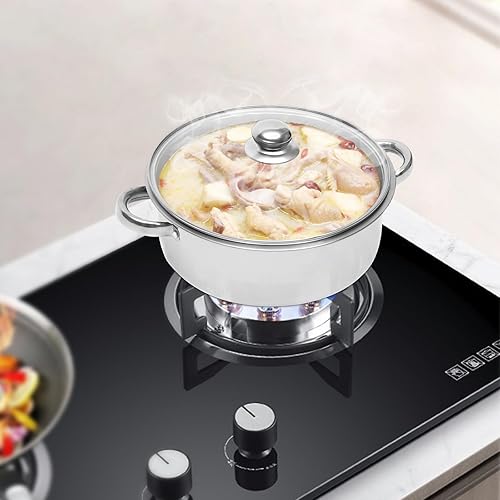 Miniatura 2 de Vaporizador de acero inoxidable de 262811.8 in, juego de vapor de 5 niveles con tapa de vidrio ventilado, sartenes de vapor de inducción de