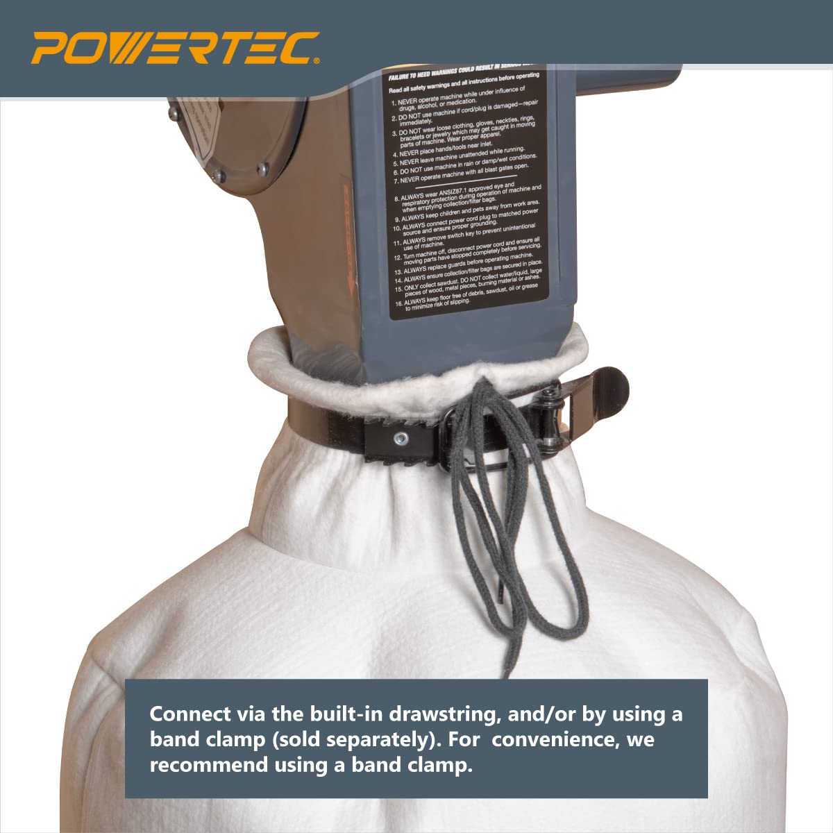 POWERTEC 70334 Staubfilterbeutel für Staubsammler, 1 Mikron, für Grizzly, Shop Fox, Rockler Delta, Wen und Powertec DC5371/ 5372