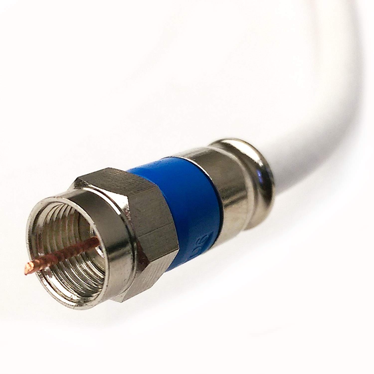 PHAT SATELLITE 50ft White DirecTV RG6 Coax Cable CL2 in Wall Rated 18 AWG Solid Copper 3GHz 75 Ohm AT&T DIRECTV Compression Fittings Antenna DIRECTV HDTV UL ETL Custom Cut & Assembled in USA INTL