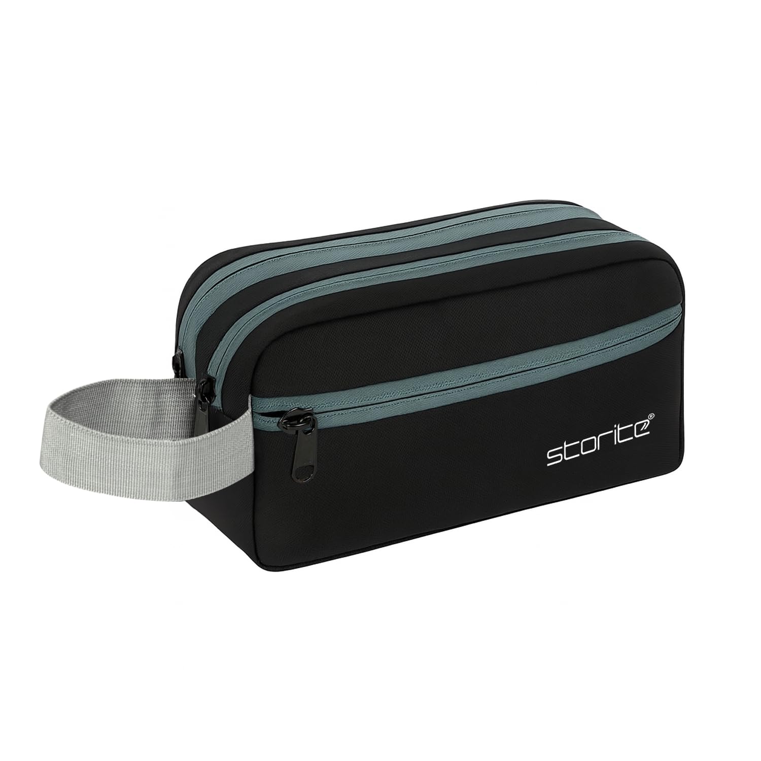 Storite Toiletry Bag for Men & Women - Black | Water-Resistant Polyester Travel Pouch for Storing Toiletries Shaving Kit Makeup Cosmetics & Daily Travel Essentials