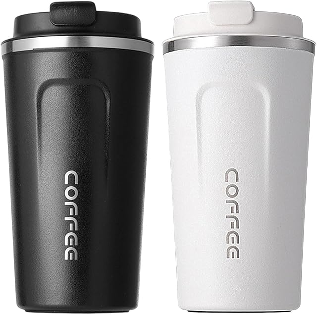2Pcs Termo Taza para Cafe de 510ml/18oz de Acero Inoxidable 304 con Tapa, Vaso T
