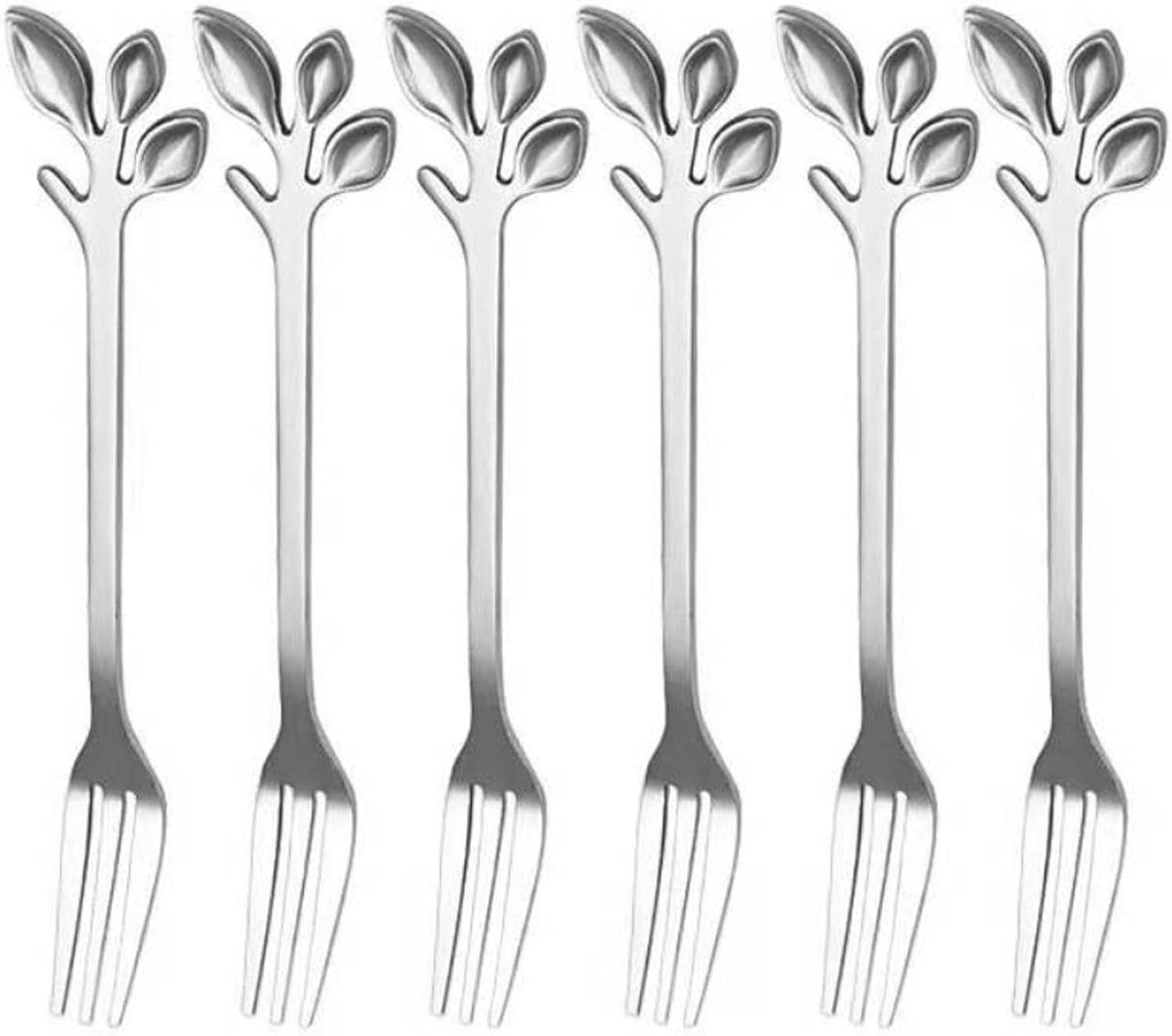 fruit forks，Dinner Forks,Stainless Steel Forks6pcs Stainless Steel Leaf Fruit Fork Set Household Creative Fruit Dessert Small Fork Kitchen Accessory Length 12cm/4.7" (Color : Golden a)