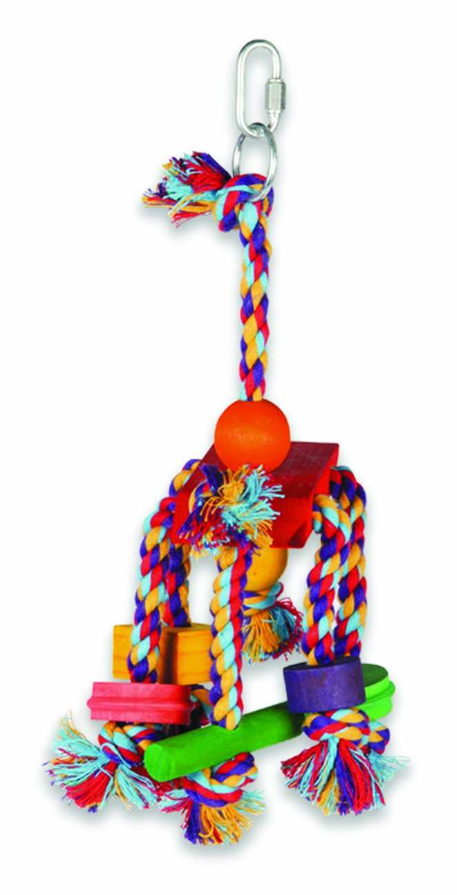 HAPPYPET Flossin Ring Bird Toy Large Durable Hanging Fun Interactive Climbing Swinging Perch Exercise Playing Cage Accessory for Parrots Cockatiels — view 4