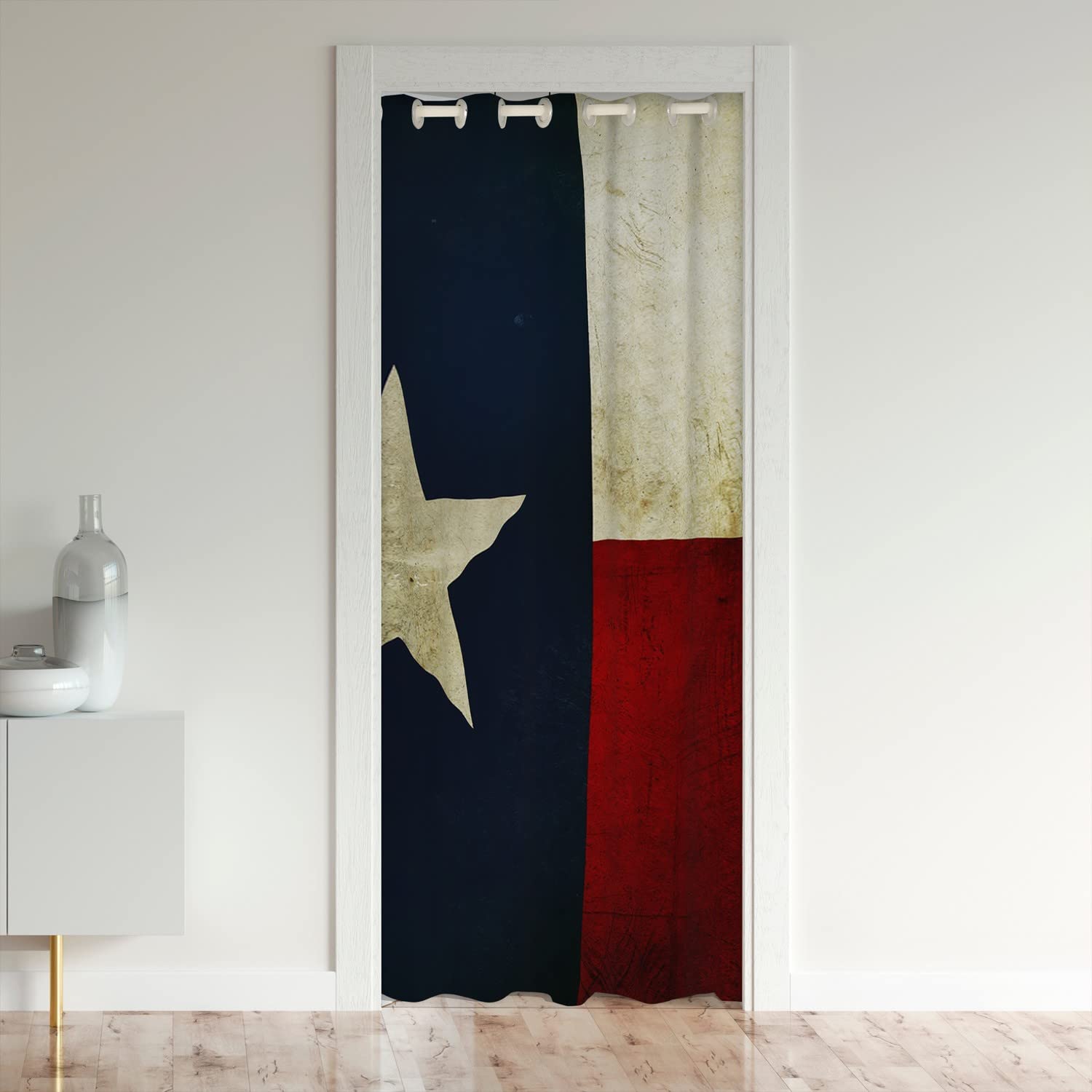 Loussiesd Star Pattern Door Curtain for Doorway Privacy 132x203cm Flag for Bedroom Room Curtain Geometric Room Divider Curtain Cover Blue Red Beige Window Treatments