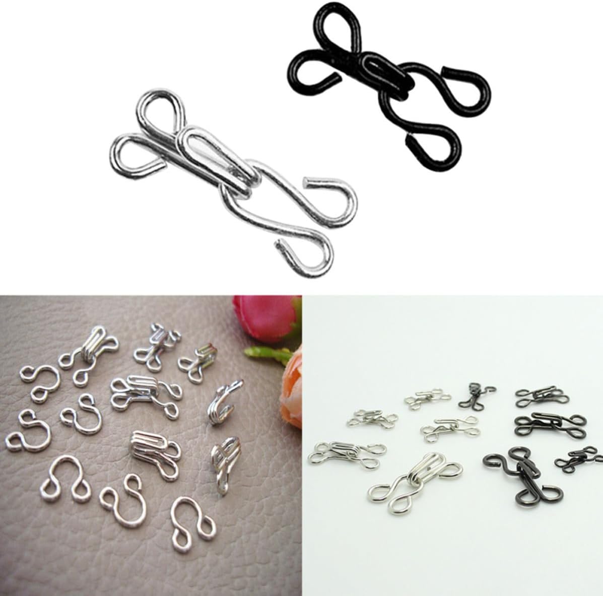 Cabilock 120pcs Sewing Hooks and Eyes Closure Metal Hooks and Clothing Fasteners in Gray for Bras Skirts Trousers