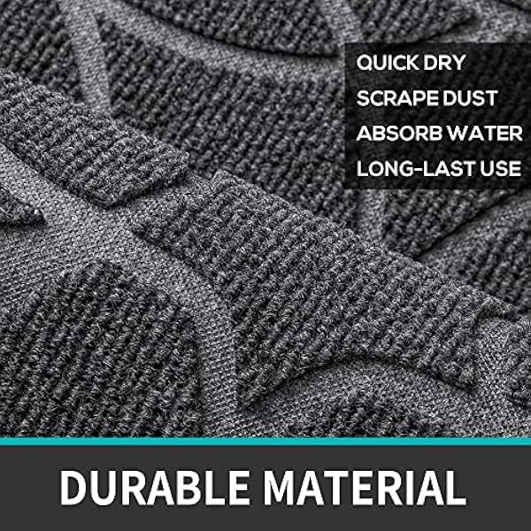 DEXI Deurmat voor buiten, antislip, 60 x 120 cm, vuilvangmat, outdoor, wasbaar, weerbestendig, voetmat voor buiten/binnen, voor huisdeur, balkon of terrasdeur, grijs