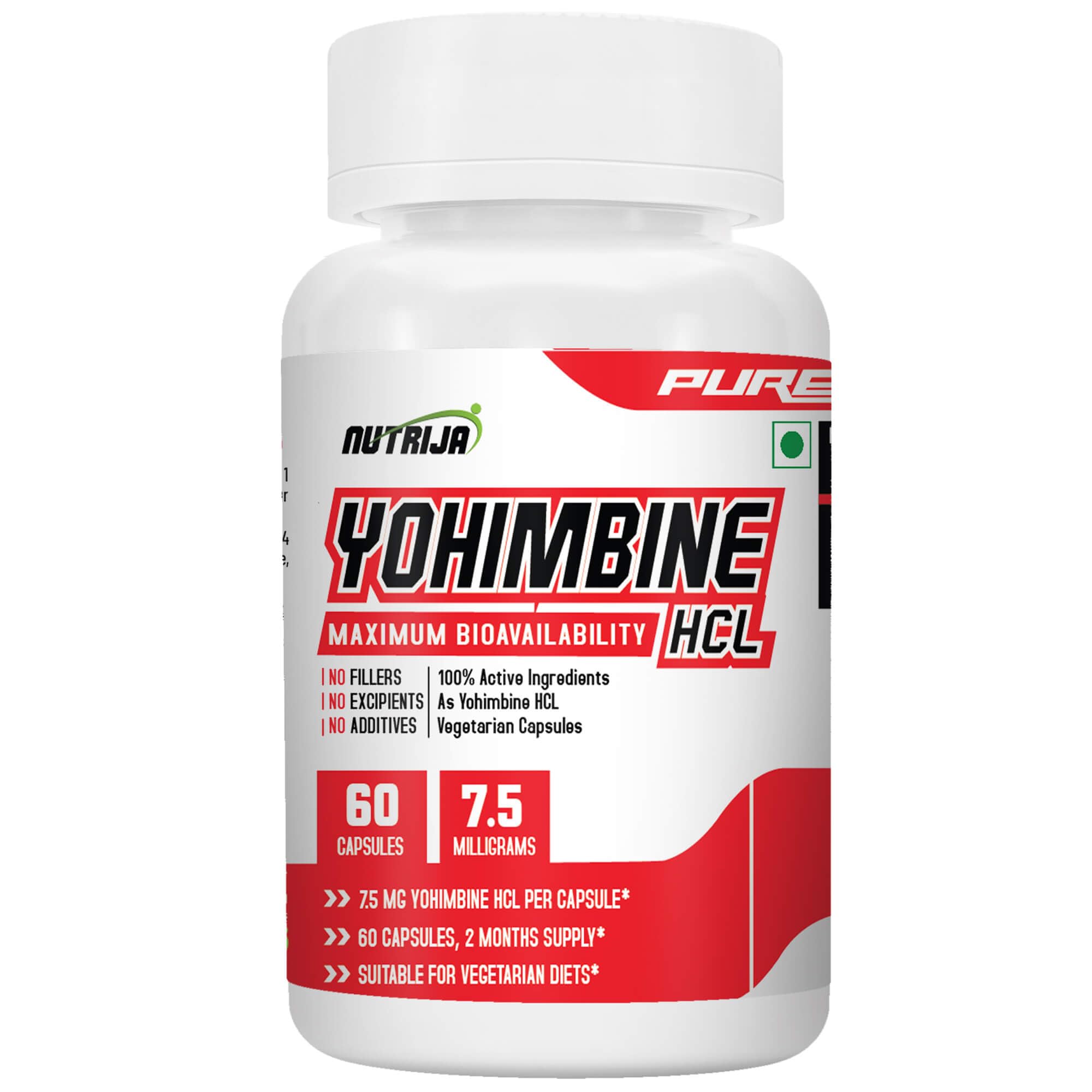 NutriJa Yohimbine 7.5MG - 60 Capsules, 80 grams